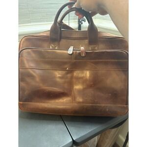 Jack & Chris Mens Vintage Brown Genuine Leather Briefcase Laptop Messenger Bag